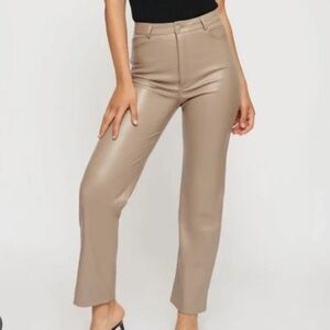 Dynamite Gisele Straight Leg Faux Leather Pants, Brown, Size 6